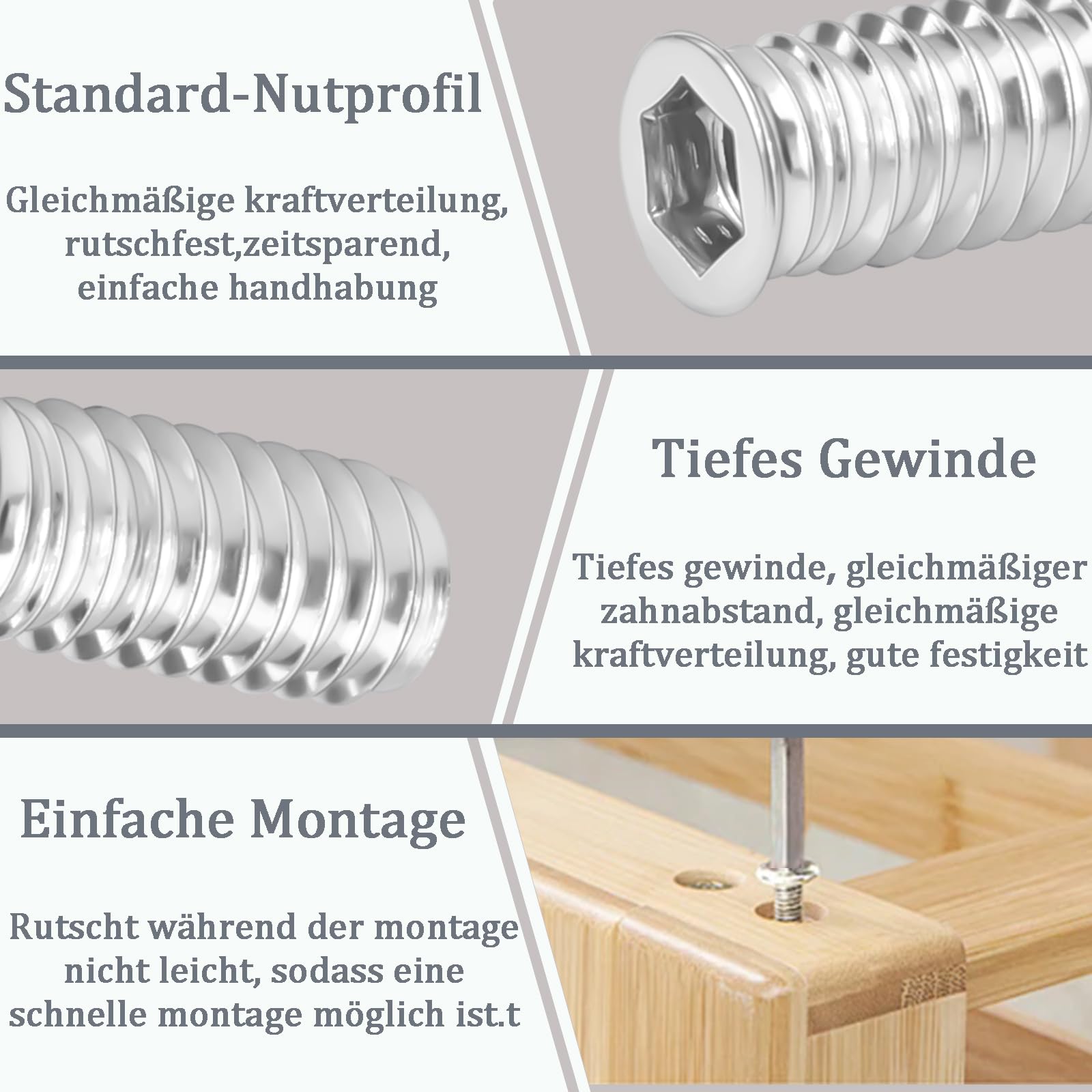 20 dadi di avvitamento M8, M8 x 30 mm, inserto filettato in legno, per mobili in legno