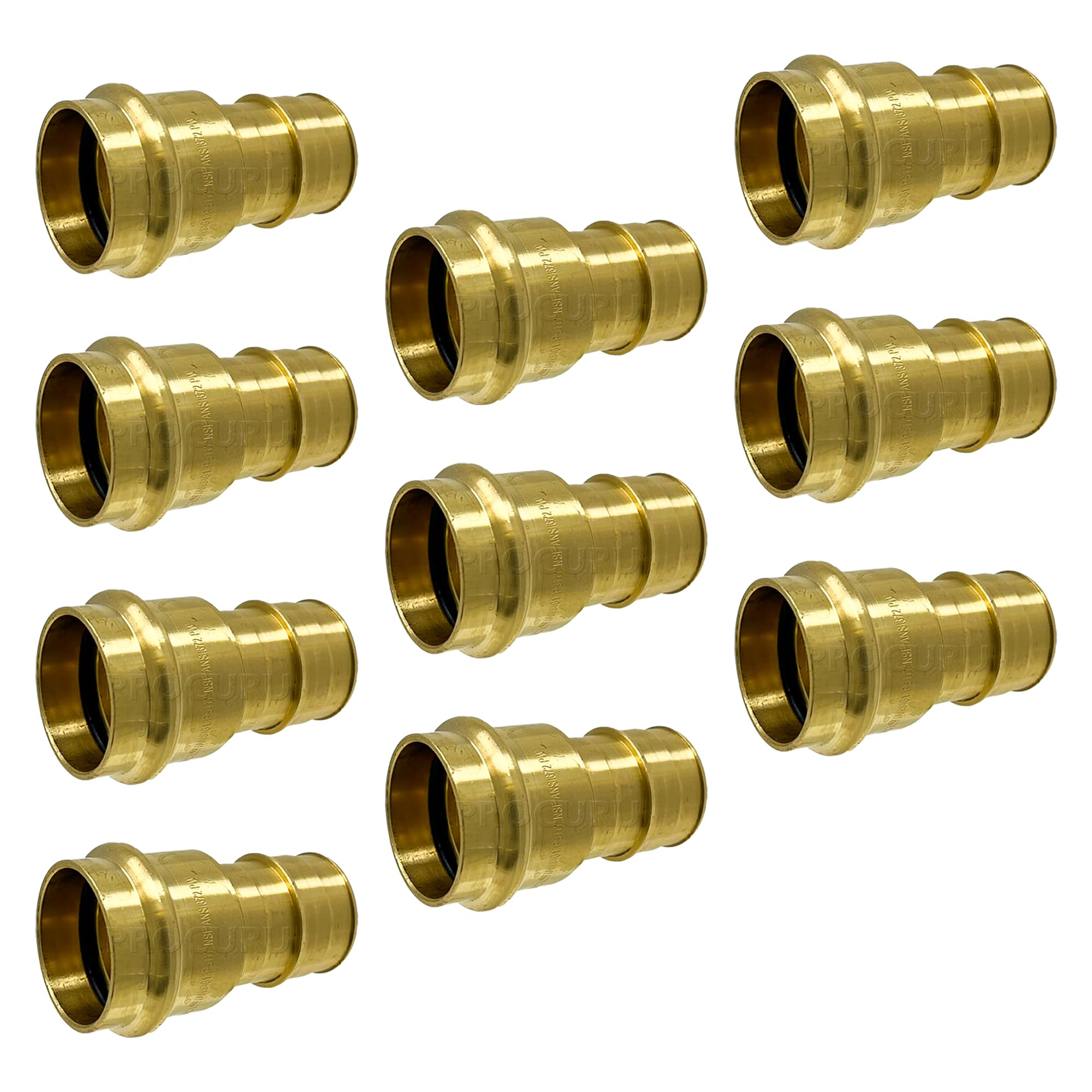 PROCURU - Adaptador de ajuste de transición PEX-A de 1 pulgada a presión de cobre de 1 pulgada (prensa x PEX-A), seguro certificado LF Brass (9P7203-10P)