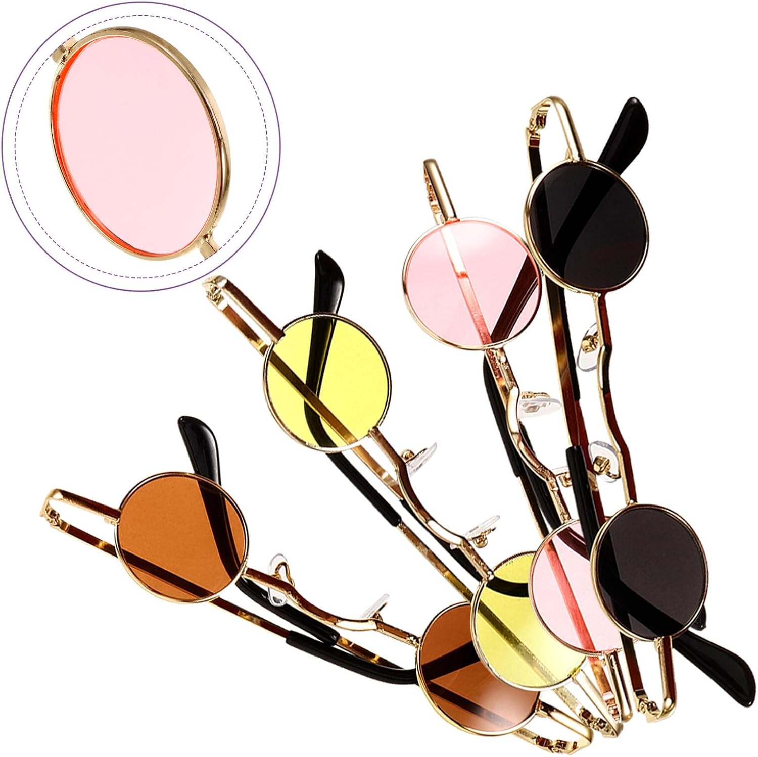 Mini round Metal Frame Sunglasses for Women Men, Retro Hip Hop Small Circle Sunglasses with Gold Frame and Tinted Lenses, Trendy Summer Eyewear for Outdoor Use