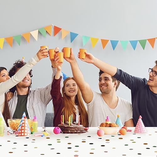 Miniatura 7 de Mantel de 3 piezas con diseño de lunares pintados estilo bohemio para baby shower, mantel desechable de lunares color crema, cubierta de mesa de