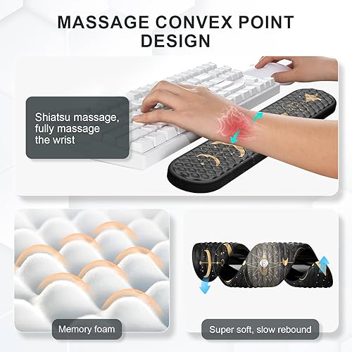 Miniatura 4 de iLeadon Juego de alfombrillas ergonómicas para mouse con masaje, alfombrilla de escritorio + alfombrilla para mouse con reposamuñecas +