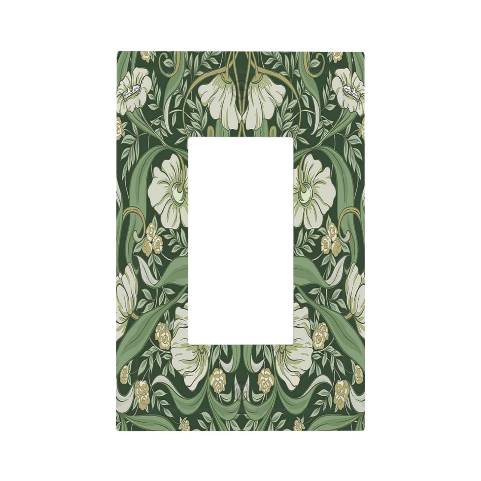William Morris - Placca da parete con motivo floreale vintage, colore: arancione/verde, copertura per interruttore a bilanciere 1 banda, copertura per interruttore della luce GFCI per casa colonica,