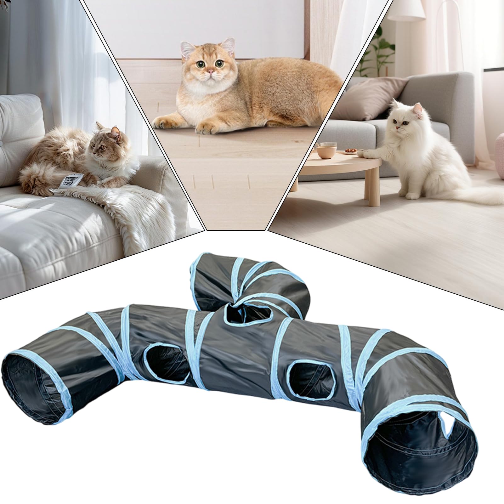 para Gatos – Interactivo de Piel de Gato, Tubo de Juego Plegable, de Actividad para Gatitos, Cachorros, Conejos, Interior y Exterior, enriquecedores Accesorios de Juego