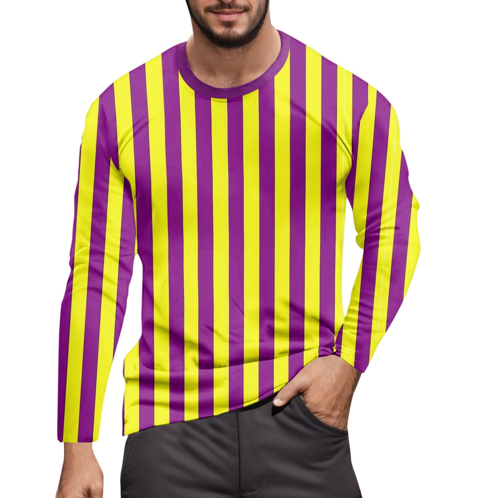 Striped Shirt Men Women Red-White Long Sleeve Shirt Carnival Long Sleeve T-Shirt Horizontal Stripes Vertical Stripes Wide Stripes Fine Stripes Crew Neck Casual Top Striped Shirt Carnival Costumes