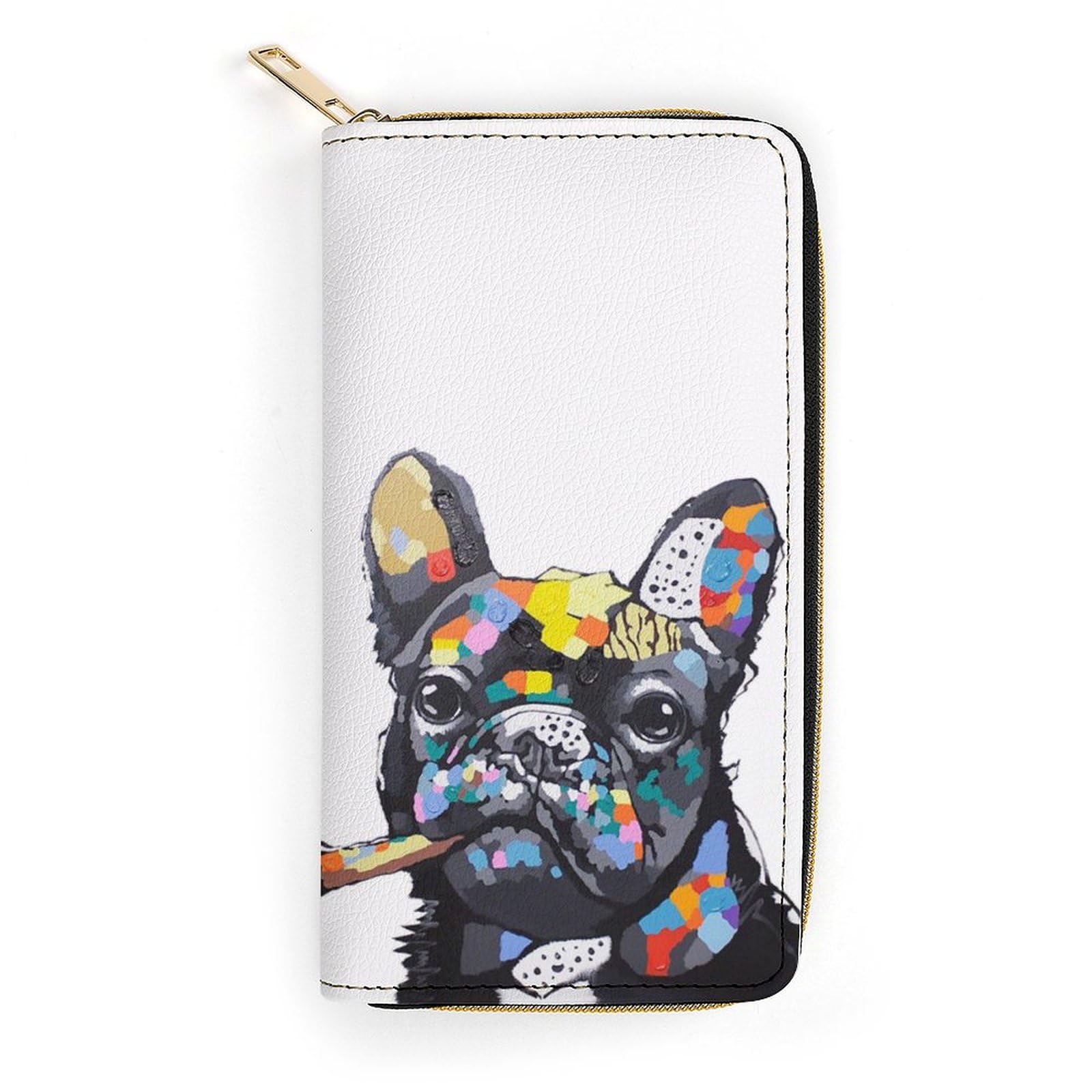 Amazon.co.jp: 財布 フレンチブルドッグ 油彩 油絵 犬柄 長財布