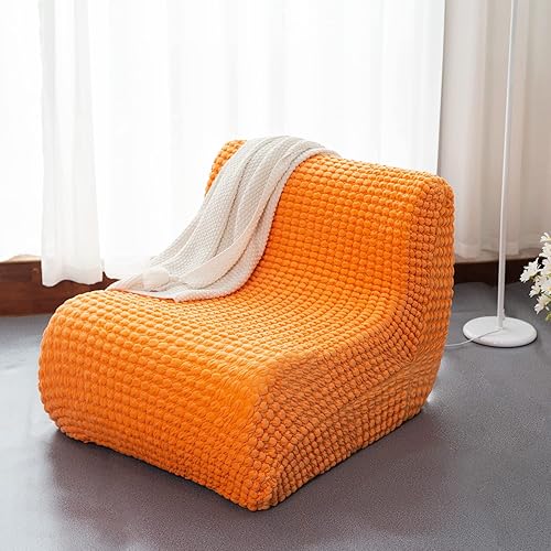 Miniatura 3 de N&V Sofá de espuma de un solo asiento, sofá de suelo sin brazos, espuma de alta densidad de una pieza, funda extraíble y lavable a máquina, naranja