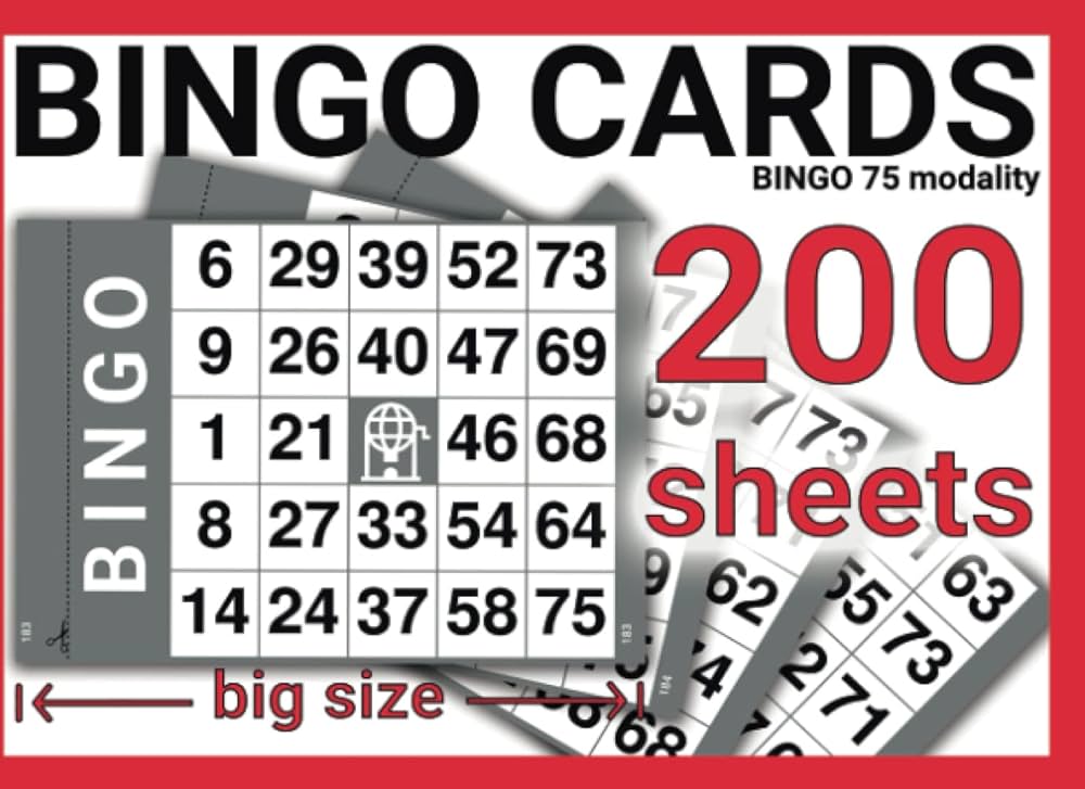 BINGO CARDS 200 Sheets: Big Size Bingo Cards For 75 Number Modality Bingo Game. 200 Jumbo Sized Paper Game Cards With Unique Numbers For 200 Players.: Studios, Klingo: 9798393371555: Amazon.com: Books bingo-cards-200-sheets-big-size-bingo-cards-for-75-number-modality-bingo-game-200-jumbo-sized-paper-game-cards-with-unique-numbers-for-200-players-studios-klingo-9798393371555-amazon-com-books
