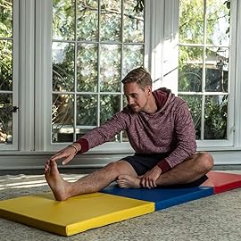 Exercise Mat 2\'x6\'x1.6 Gymnastics Mat 3 Folding Gymnastics Tumbling Mats 1.6 Thick PU Leather Yoga Mat Portable With Carrying Handles for home Workout outdoor Yoga Pilates