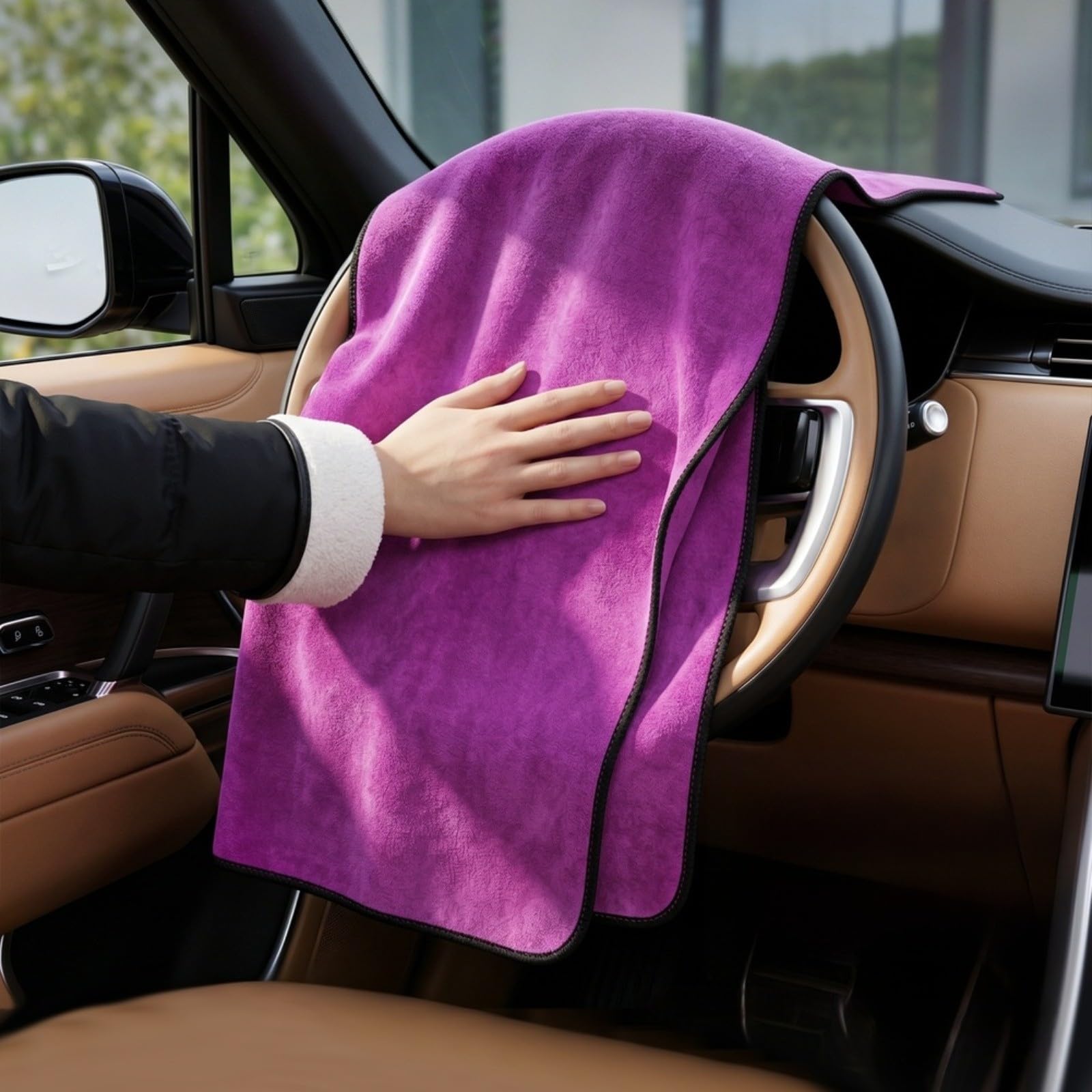 2 Stück Mikrofasertuch Auto 60x180cm Saugstark Korallenfleece Waschhandtuch Doppelseitig Kratzfrei für Lack Fenster Innenraum Reinigung Blau Lila