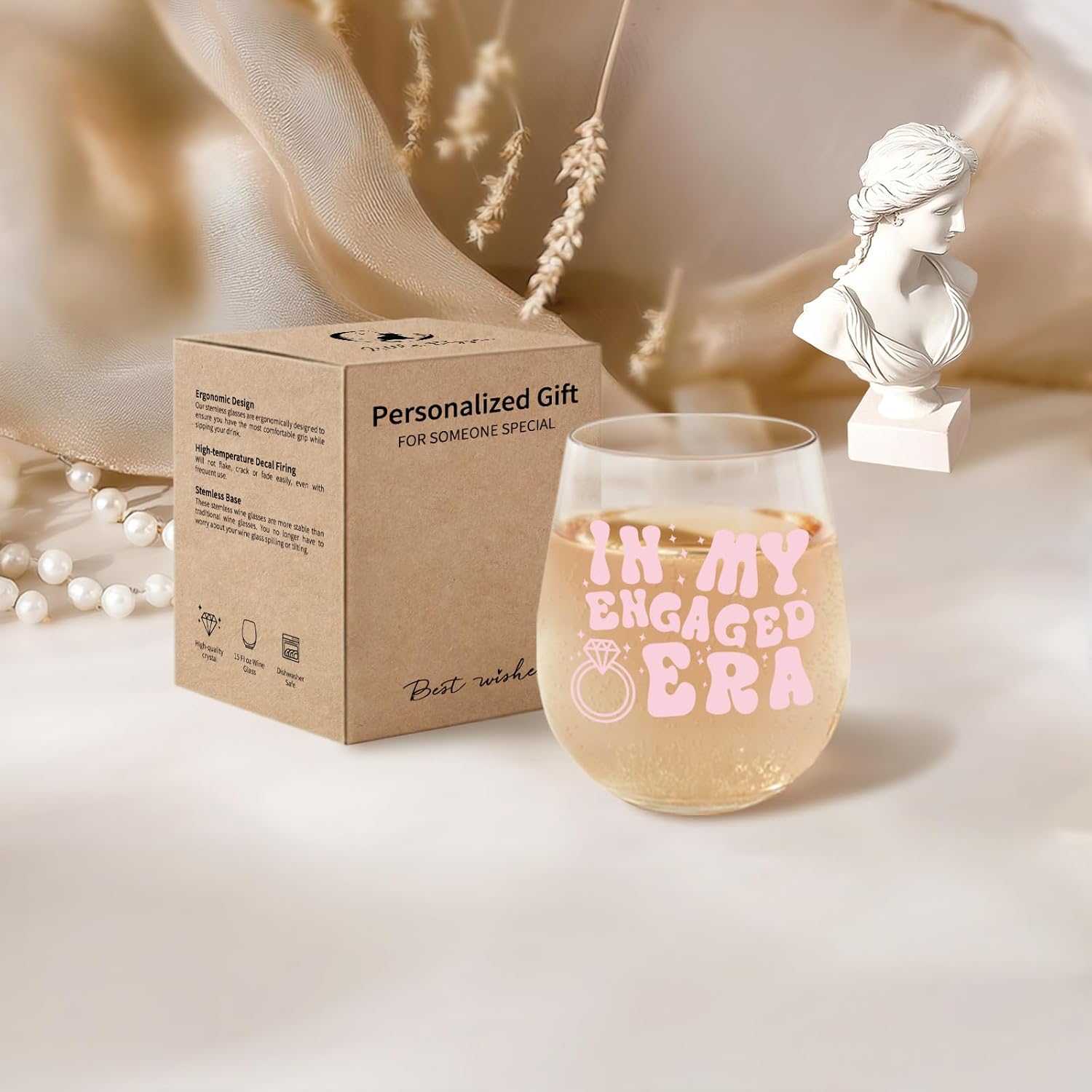 Engagement Gifts for Women – 15 Oz Wine Glasses – “In My Engaged Era‘’