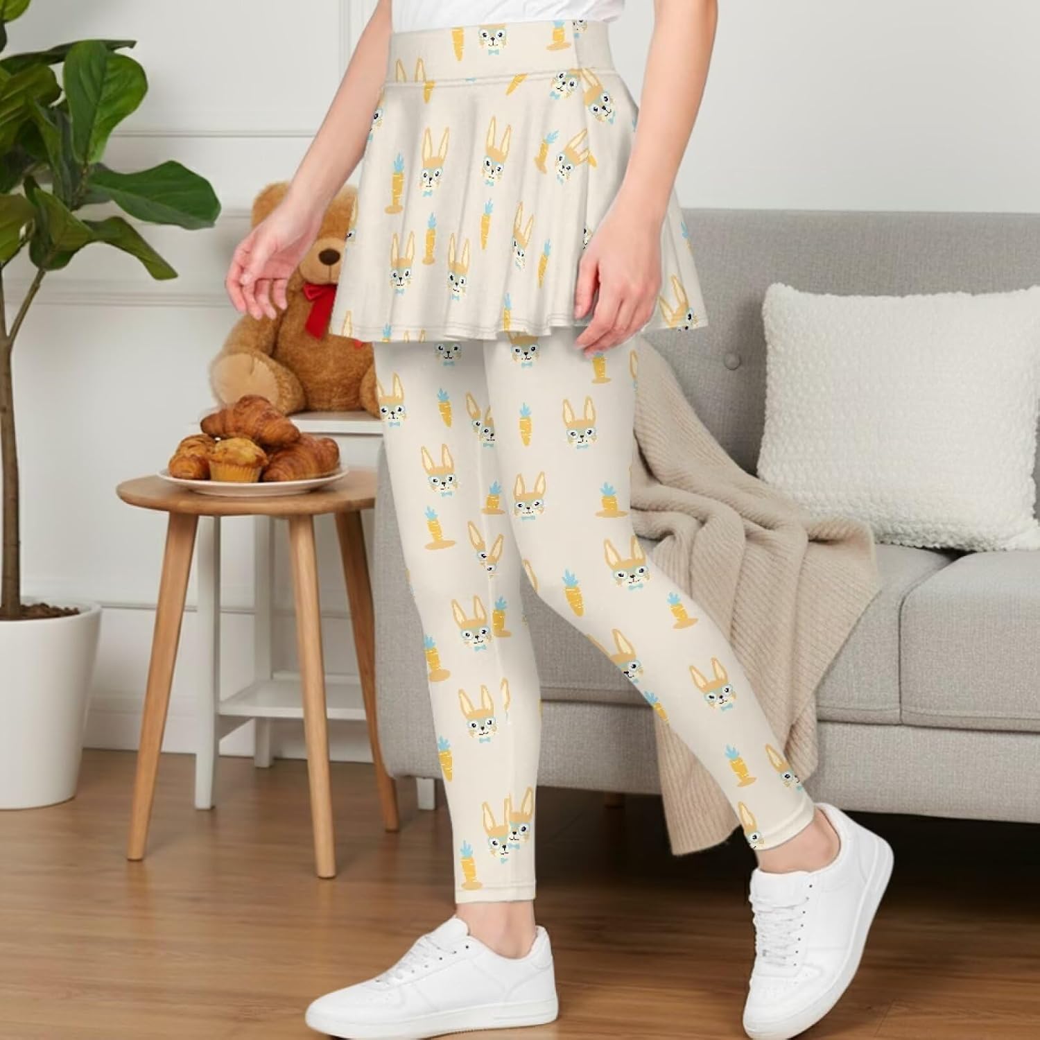 Girls School Uniform Pants High Waisted Leggings for Girls Stretch Skirt Pants Athletic Leggings Size 5-14