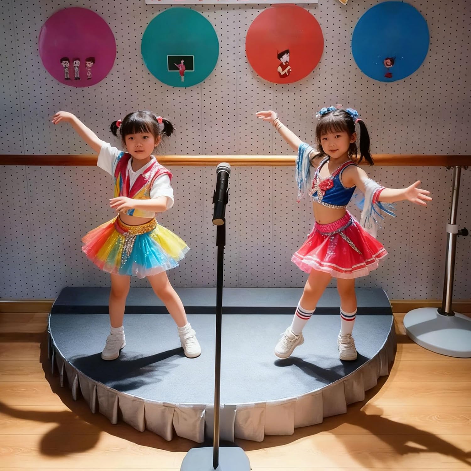 Semi-Circular Portable Stage Children'S Stage Platform for Kids' Performances Stage Mat Included High Weight Capacity Ideal for Hosting Public Speaking and Singing Gray 150x75cm