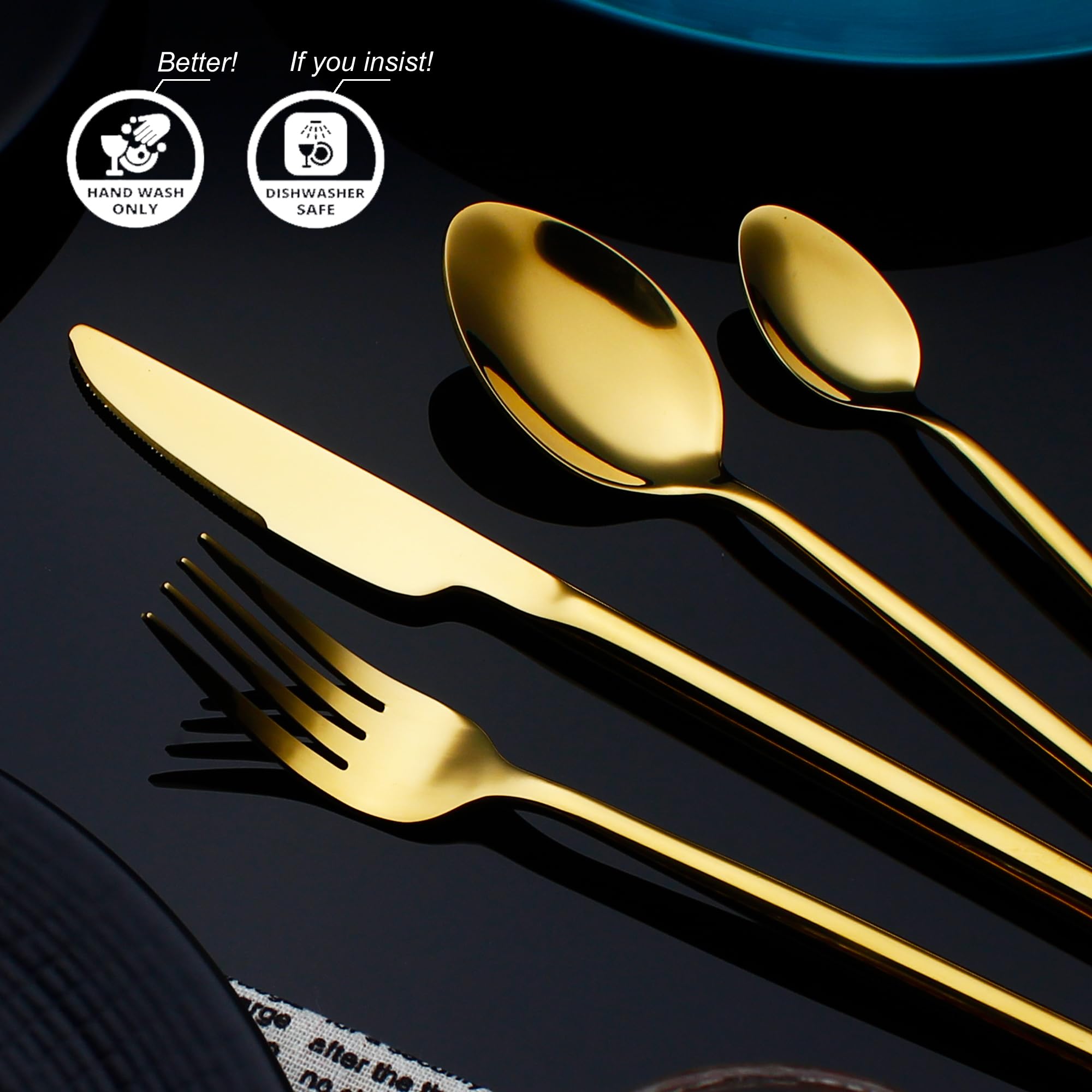 Amazon.com | CHAAMFORGE 24 Piece Silverware Set For 6 Gold Heavy