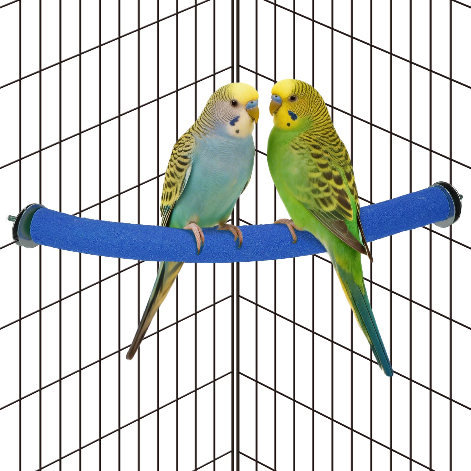 Rypet 90-Degree Parrot Perch for Cage Corner, Quartz Bird Perch (Blue S)