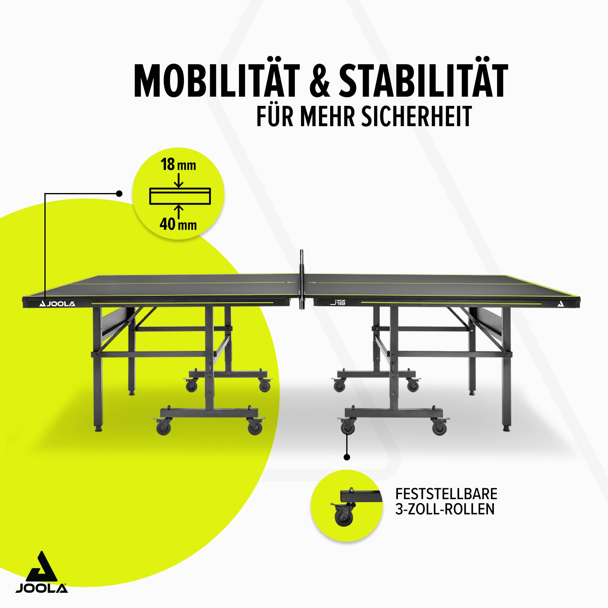 JOOLA Tischtennisplatte Inside - Tischtennistisch Indoor, klappbar, robust, platzsparend - Schneller Aufbau - inklusive Netz