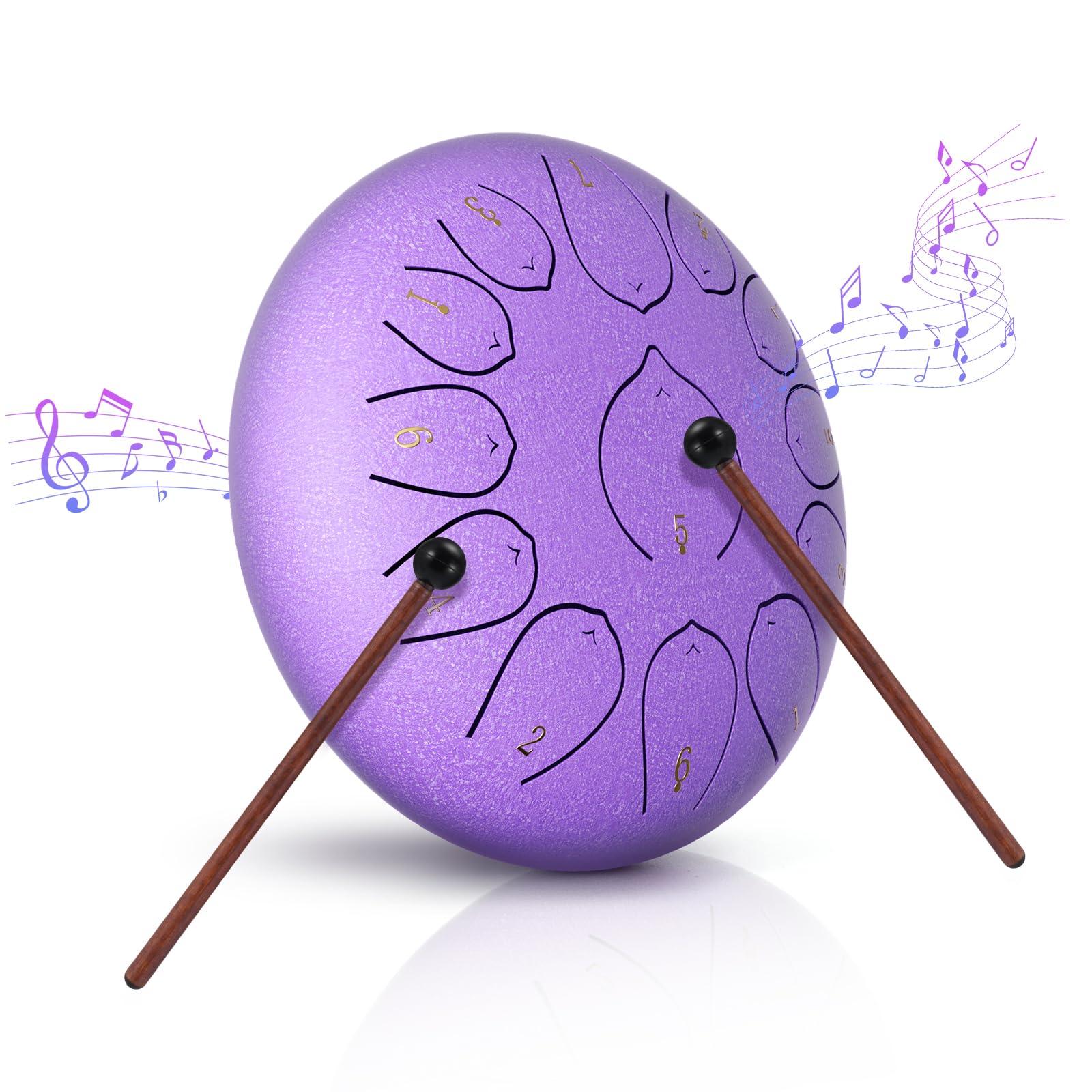 Sunowl 12 Zoll 13 Tones Steel Tongue Drum C-Dur für Erwachsene und Kinder, Handpan für Meditation und Musikerziehung (Pu