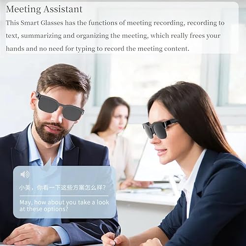 Smart Glasses with AI Translator, AI Glasses with 150 Translation,UV Protection, Hands-Free Music & Calls(Black)