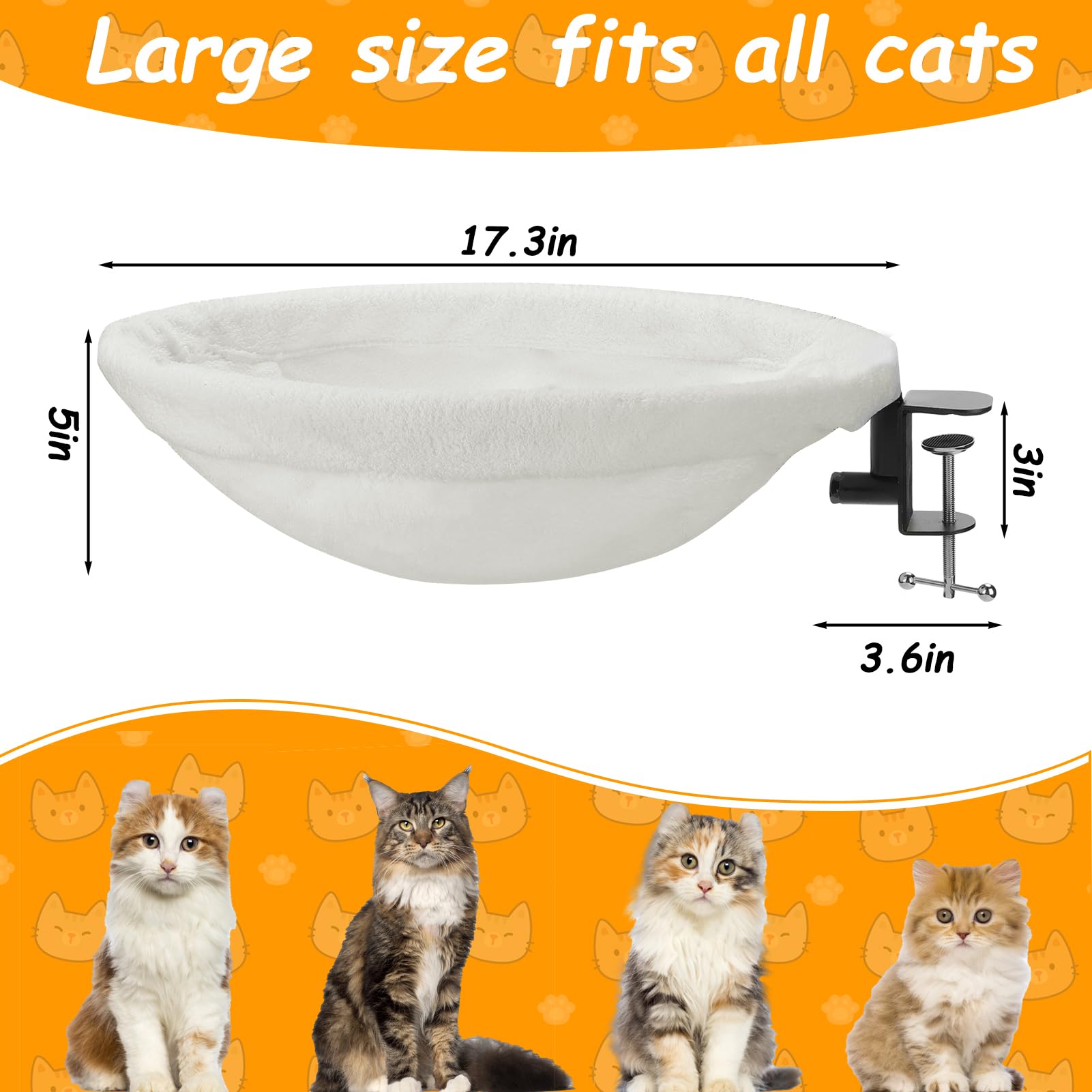 Vodolo Katzen-Schreibtisch-Bett, Schreibtisch-Sitzstange, bequeme, weiche, runde Tischhalterung, Katzennest mit Haustiermatte, Büroarbeit, Schreibtisch, perfekte Hängematte, Indoor-Katzenzubehör