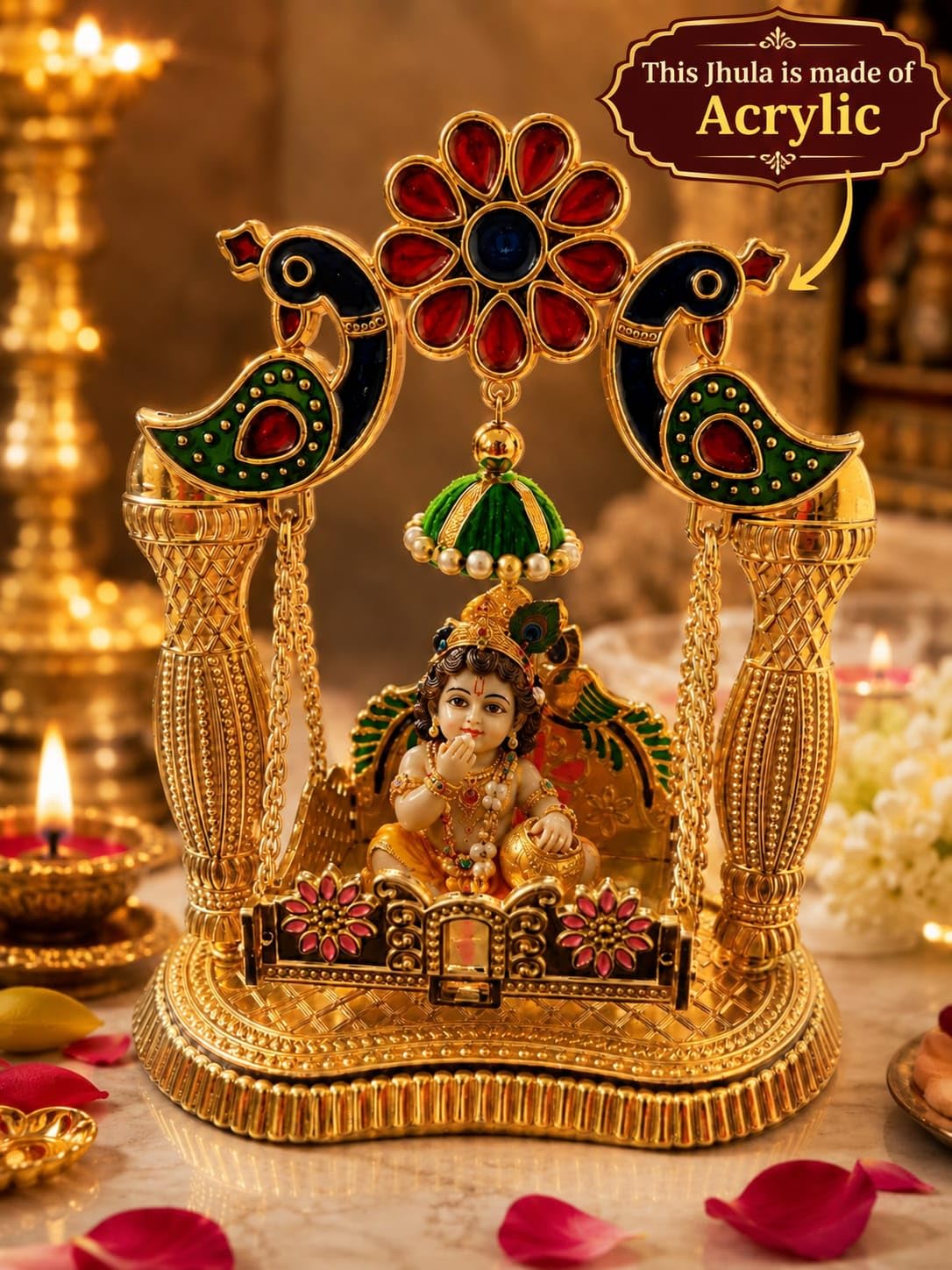 Golden Krishna Swing - Royal Jhula for Laddu Gopal -2 Golden Krishna Swing - Royal Jhula for Laddu Gopal -2