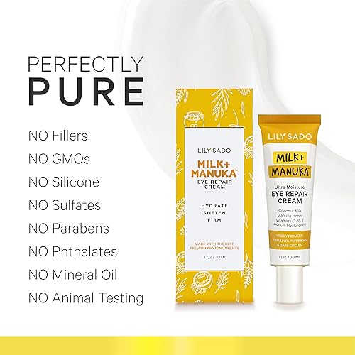 Miniatura 5 de LILY SADO MILK+MANUKA Crema Reparadora de Ojos - Fórmula suave natural antienvejecimiento con leche de coco, miel de manuka, hialuronato de sodio y