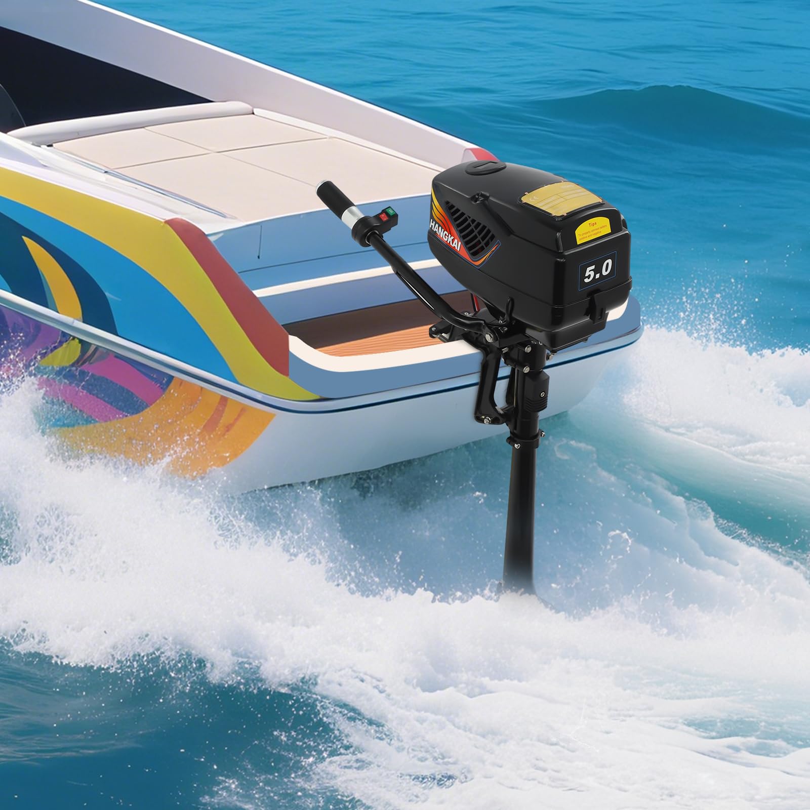 Motor fueraborda eléctrico de 48 V 1200 W, motor eléctrico fueraborda, empuje de 800 kg, 3000 rpm, motor de trolling silencioso, altura ajustable, 10 km/h, velocidad variable continua para barco de