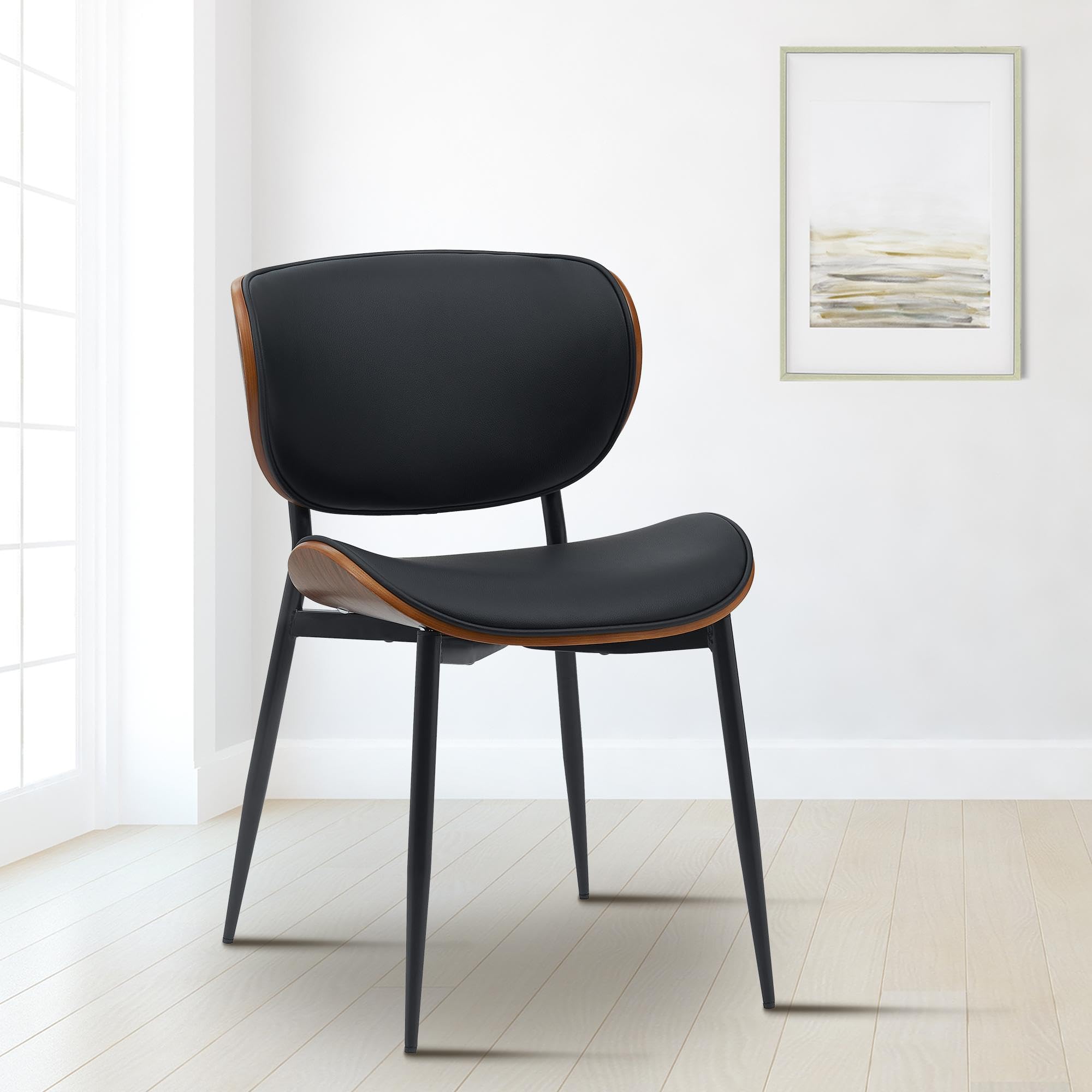 CLP Juego de 2 Sillas de Visita Enid con Respaldo y Tapizado - Sillón de Comedor Polipiel o Tela, Color Nuez/Negro