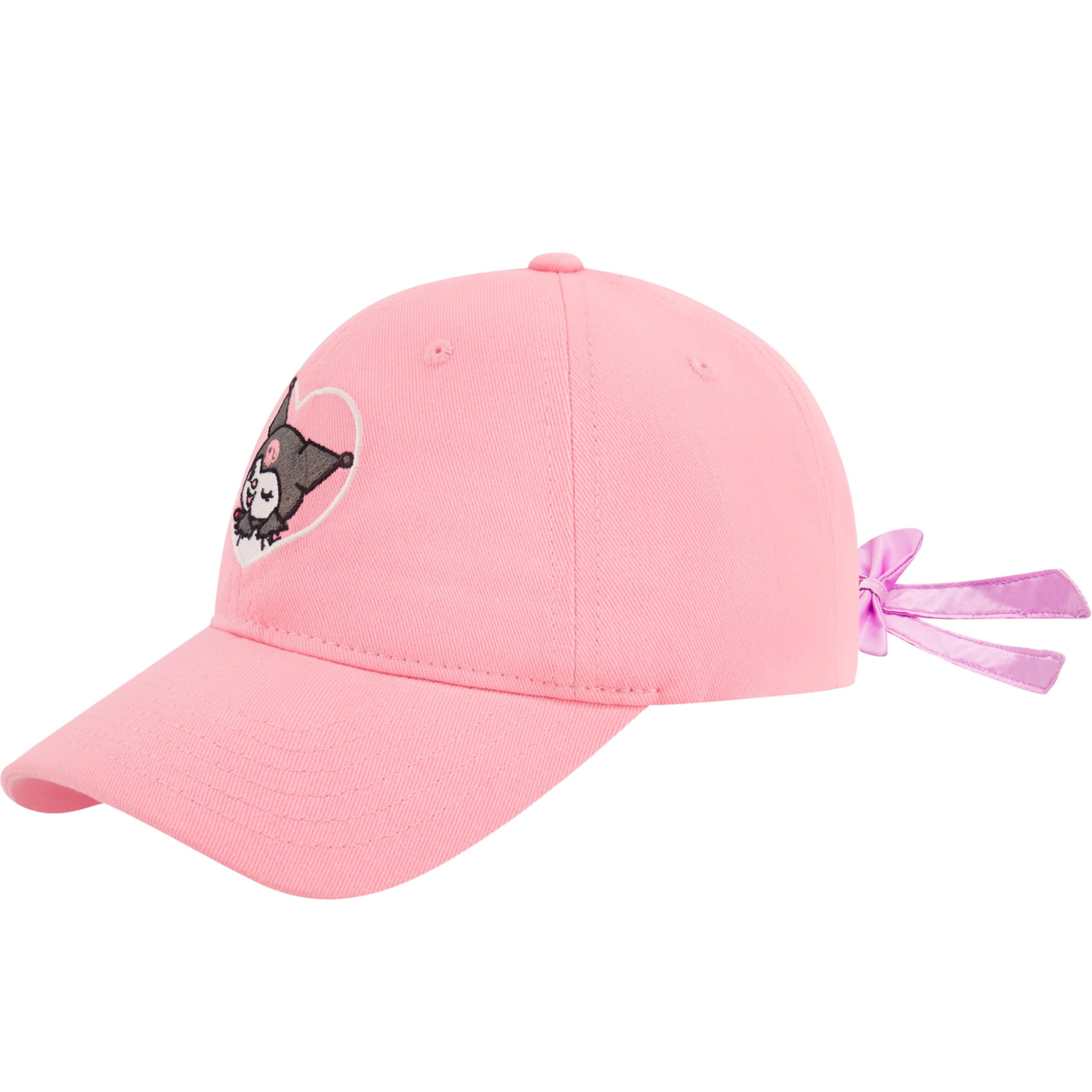 Kuromi Baseball Cap, Adult Bow Tie Hat with Curved Brim, Pink, One Size