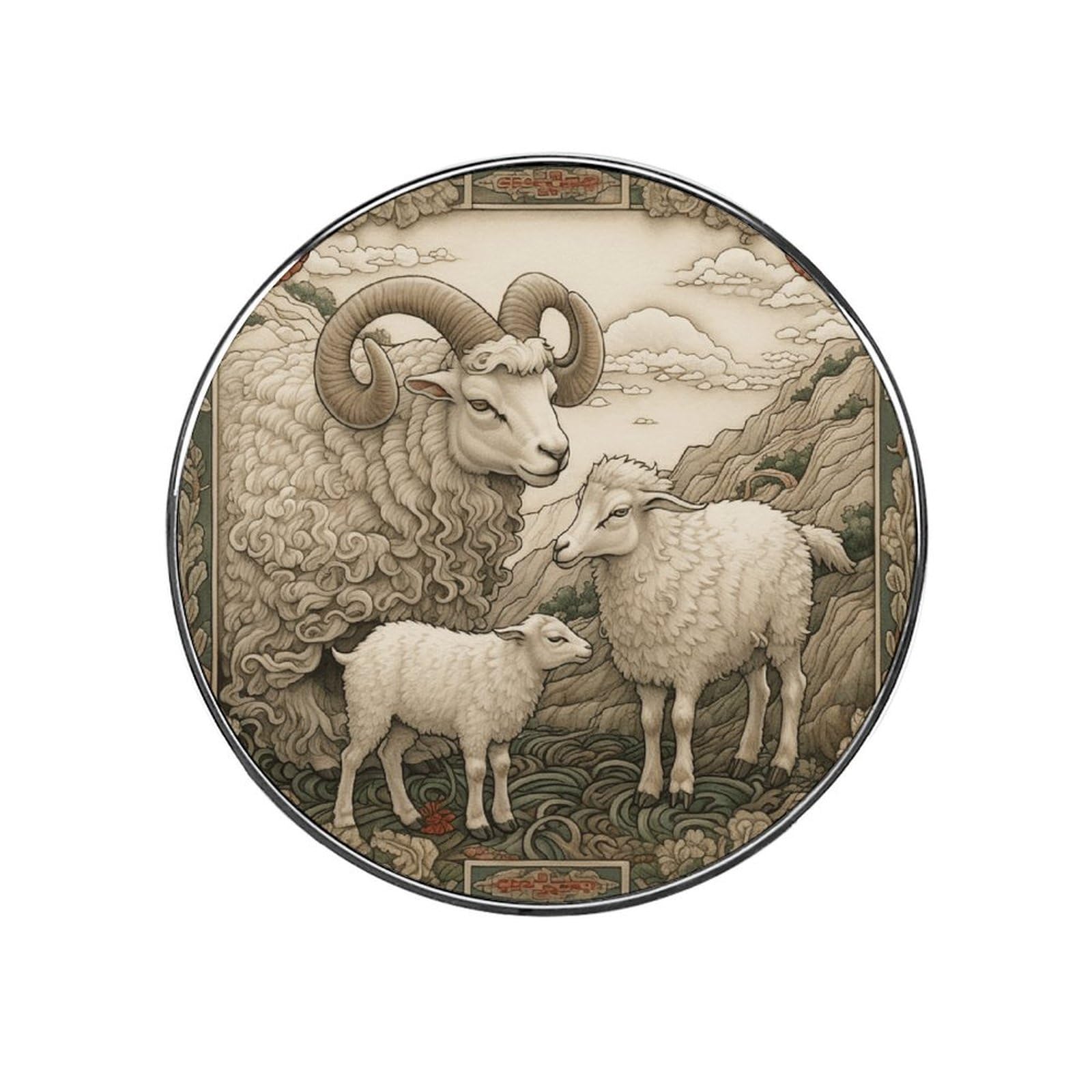 Adfgyerh Style Sheep Pattern Refrigerator Magnets Circular Design，Stickers Home Decorations，Fridge Magnets For Fridge Plant Lovers Kitchen Office Locker Whiteboard Car Garage Decor.