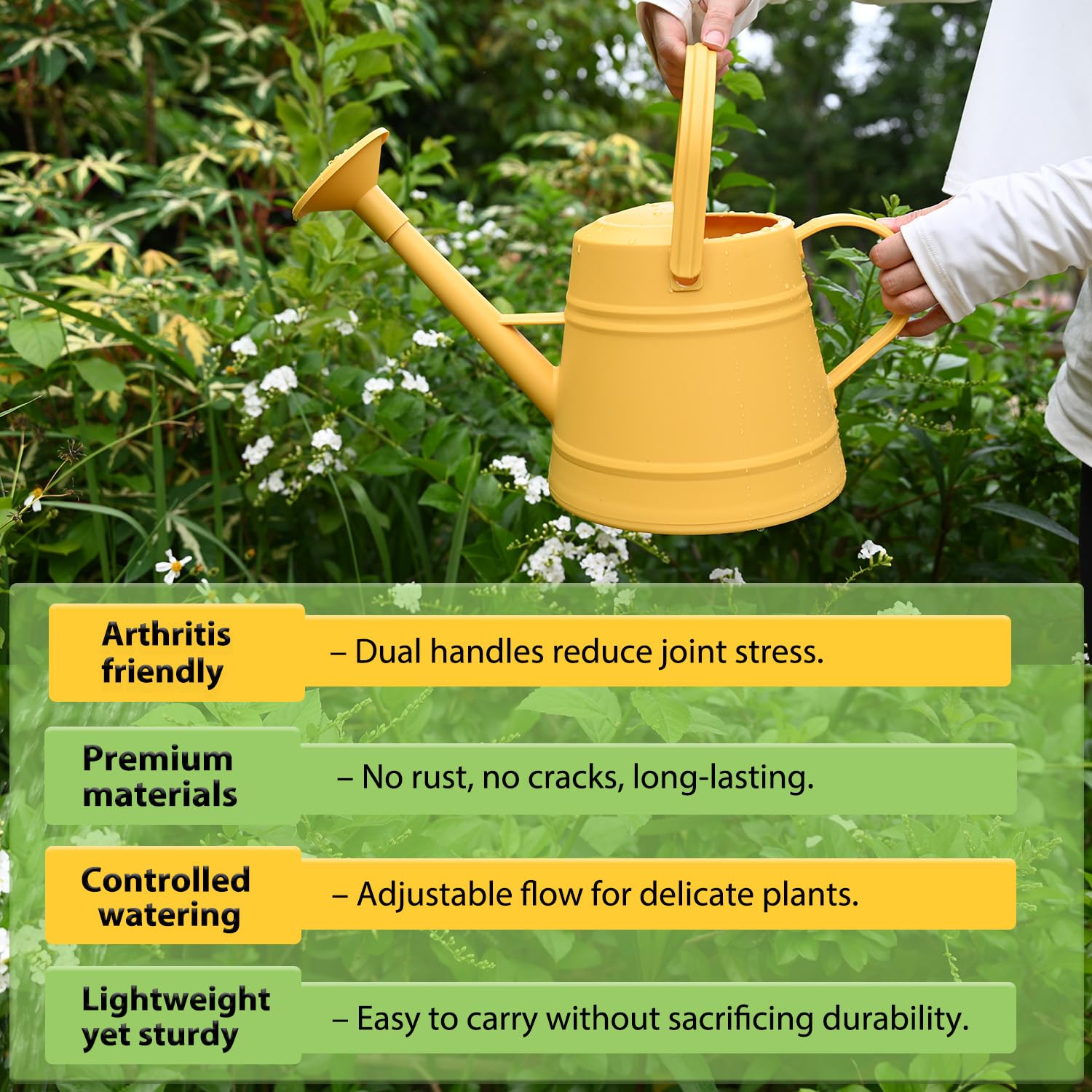 Annaffiatoio per piante da 1 gallone, annaffiatoio per giardinaggio interno ed esterno, con manico ergonomico mobile (giallo)