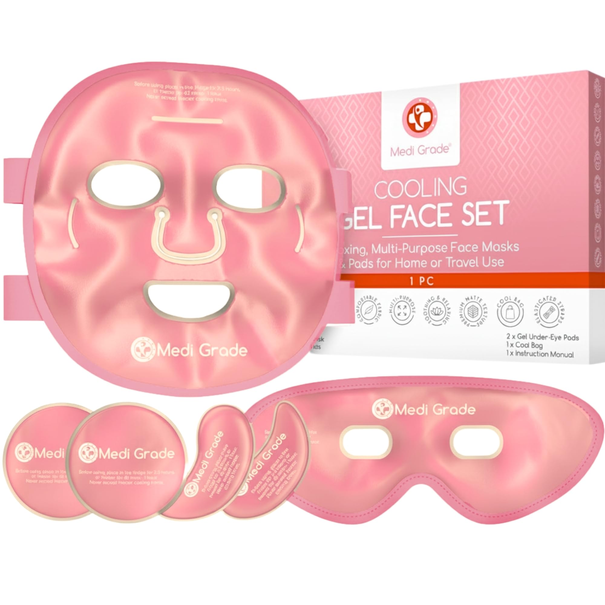 Medi Grade Cooling Face Mask Set Pink