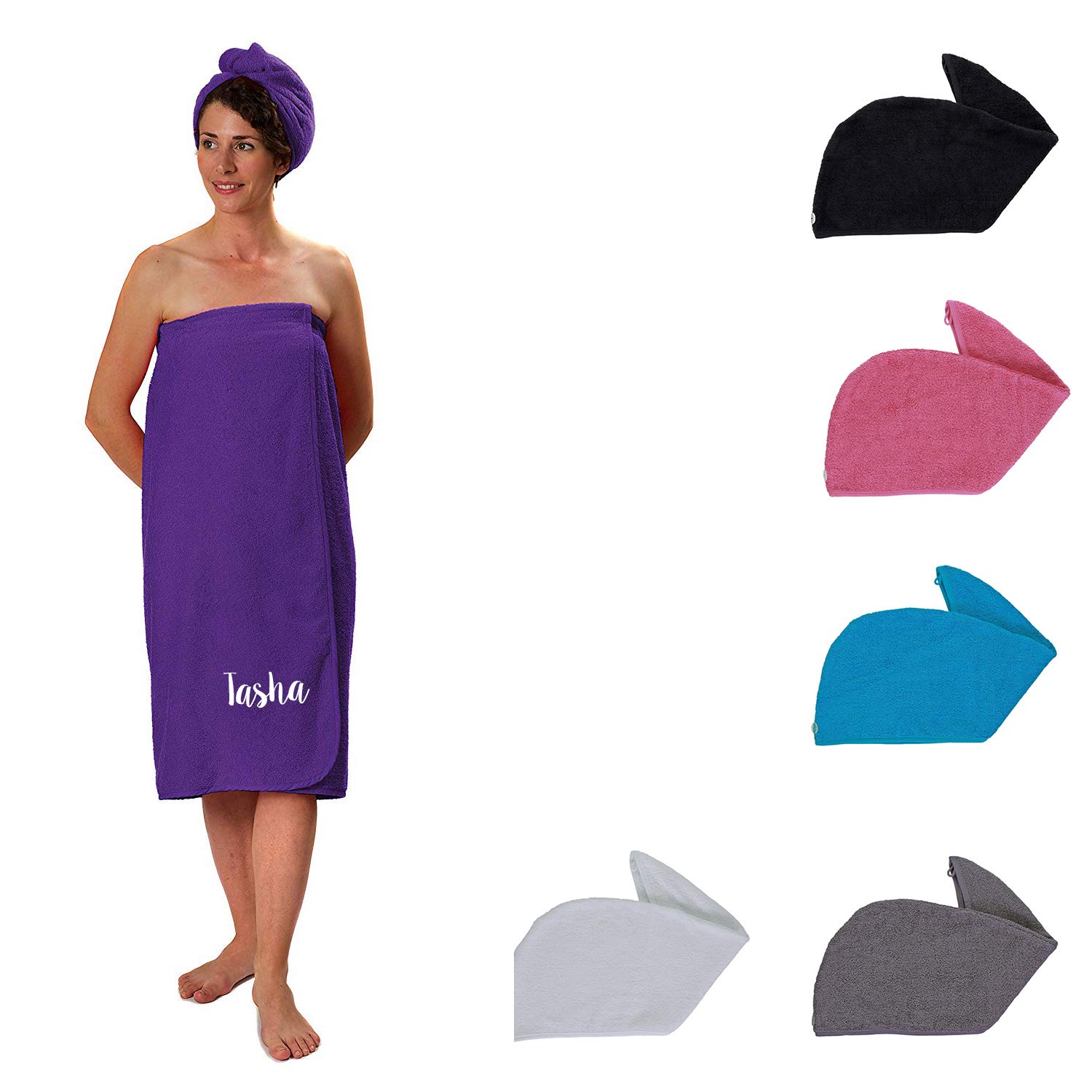 Duncan Stewart - Women's Sarong & Hair Turban Set - Small - Purple