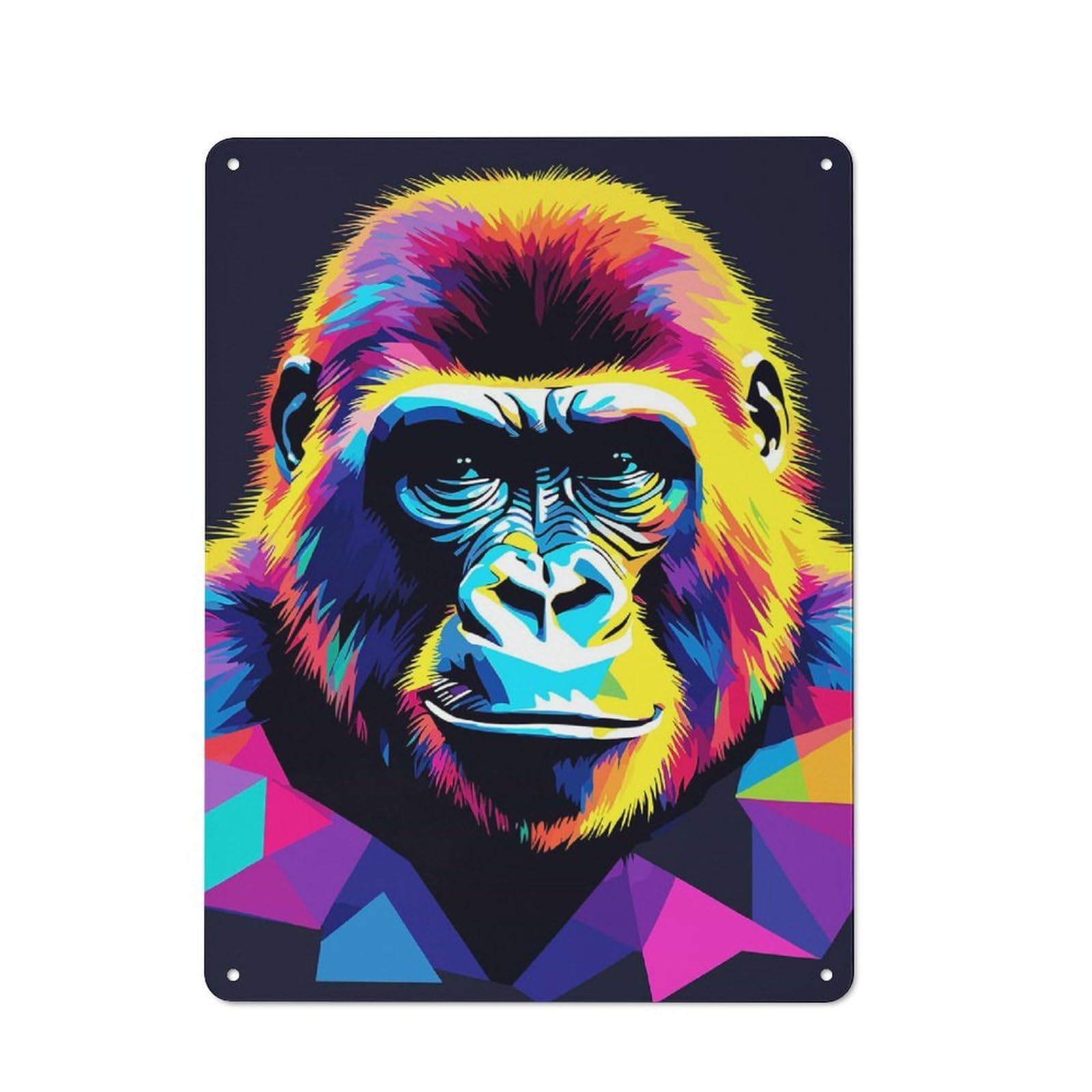Junmoney Gorilla Pop Art 2 Tin Wall Plaque 40X30cm With For Garage Wall, For Collectors Of Retro Metal Wall Decor