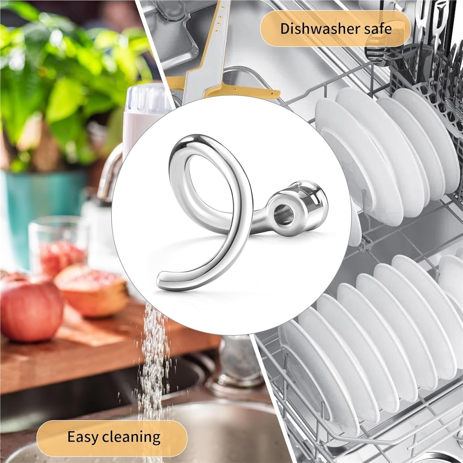 Mocowanie haka do ciasta ze stali nierdzewnej, kompatybilne z KitchenAid, 7 Quart miska podnośnik stojak mikser wymienny hak do chleba
