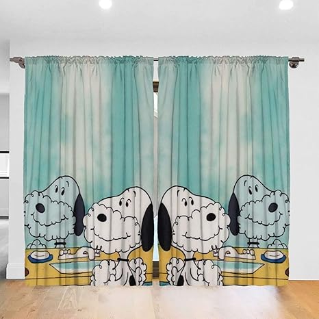 Amazon Co Jp スヌーピーが鏡を見ています カーテン 1級遮光 断熱 防寒 おしゃれ 可愛い 遮光カーテン 両開き リビング用 寝室用 幅132 丈1cm 2枚組 ホーム キッチン