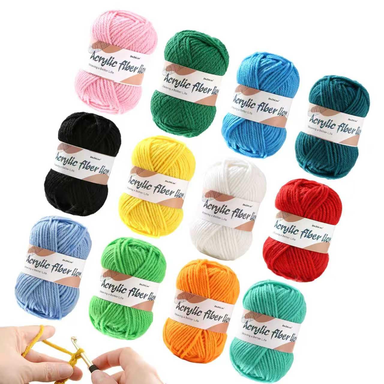 12 Colors Crochet Yarns Set, 25g Acrylic Multi-Color Yarn Kit