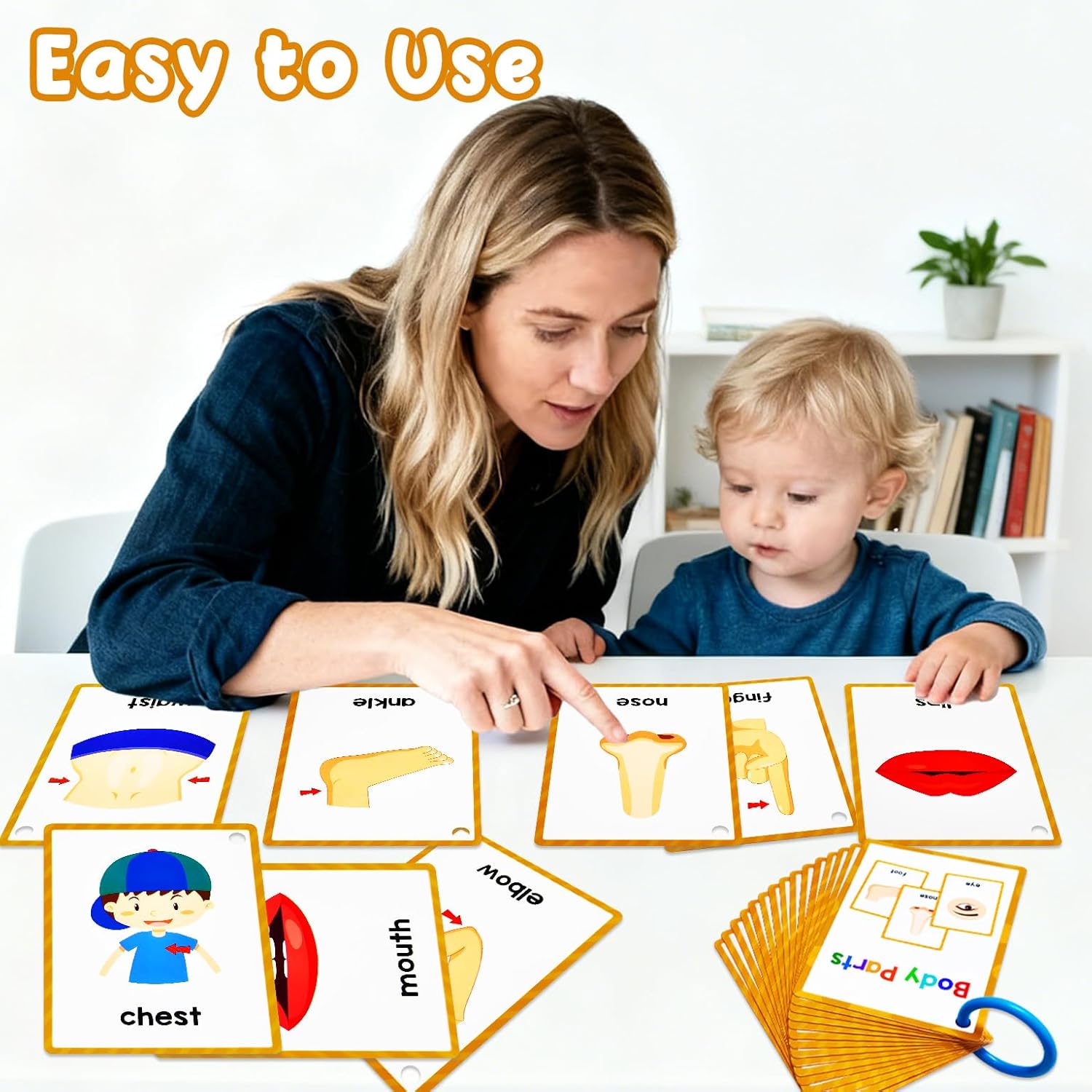 Learning Flashcards Body Parts, 28 Different Body Parts Educational Cards, Social Learning Card for Kids