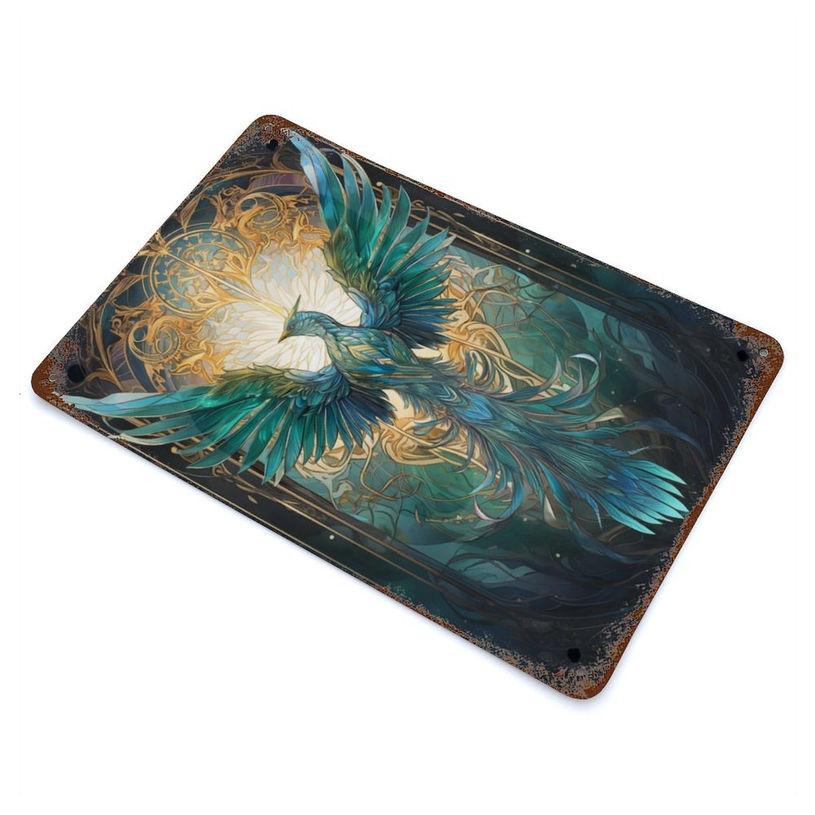 Phoenix Rust Effect Tin Sign 11.8"x7.9", Ideal for Farmhouse, Kitchen And Entryway Decor
