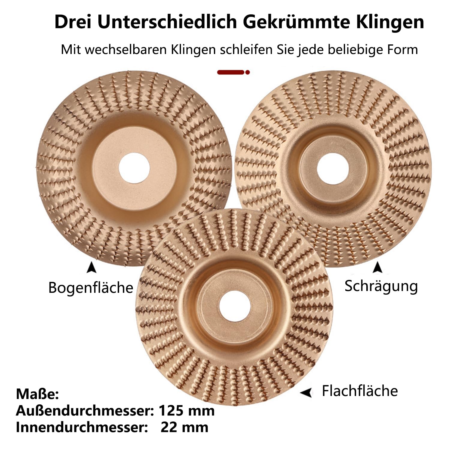 3 Stück Wolframcarbid Schleifscheiben für Holz, Schleifscheibe für Winkelschleifer, Schruppscheibe zum Schleifen, Schnitzen und Schneiden von Holz