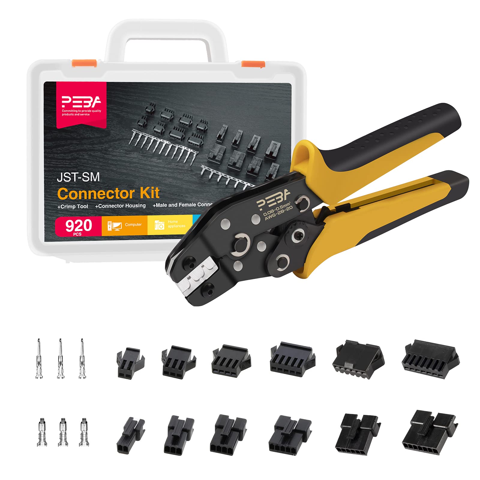 Buy JST SM Crimper Connector kit, PEBA Crimping Tools AWG 3020 with 920pcs 2.54mm Pitch 2 3 4 5