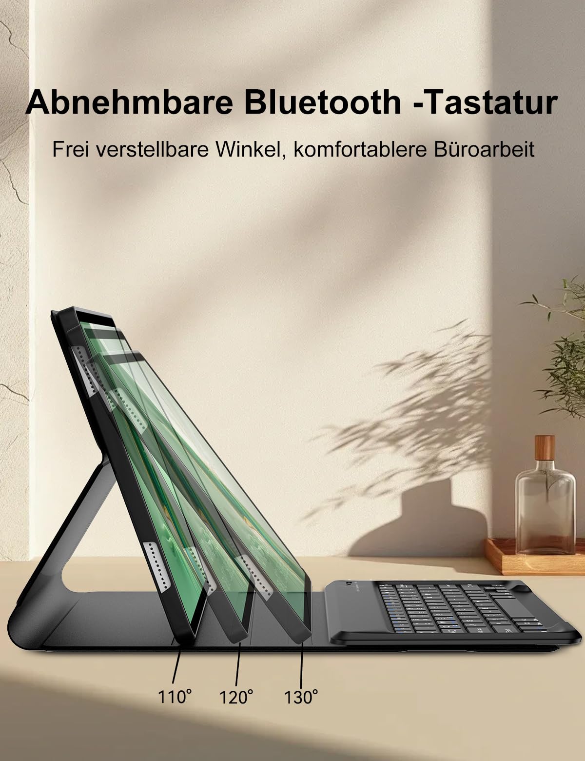 FOGARI Funda con teclado para tablet Honor Magic Pad 2 de 12,3 pulgadas, teclado alemán QWERTZ con Bluetooth desmontable magnético para Magic Pad 2 Tablet de 12,3 pulgadas, negro