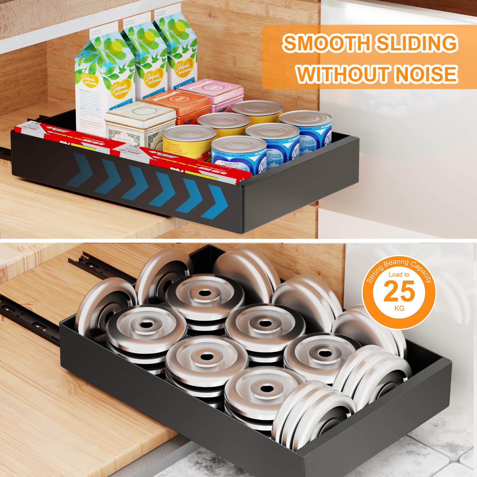Telescopische lade, 48cm L x 42 cm W x 7cm H uittrekbare lade keuken uittrekbare kast organizer slide out kastorganizer Telescopische lade, 48cm L x 42 cm W x 7cm H uittrekbare lade keuken uittrekbare kast organizer slide out kastorganizer