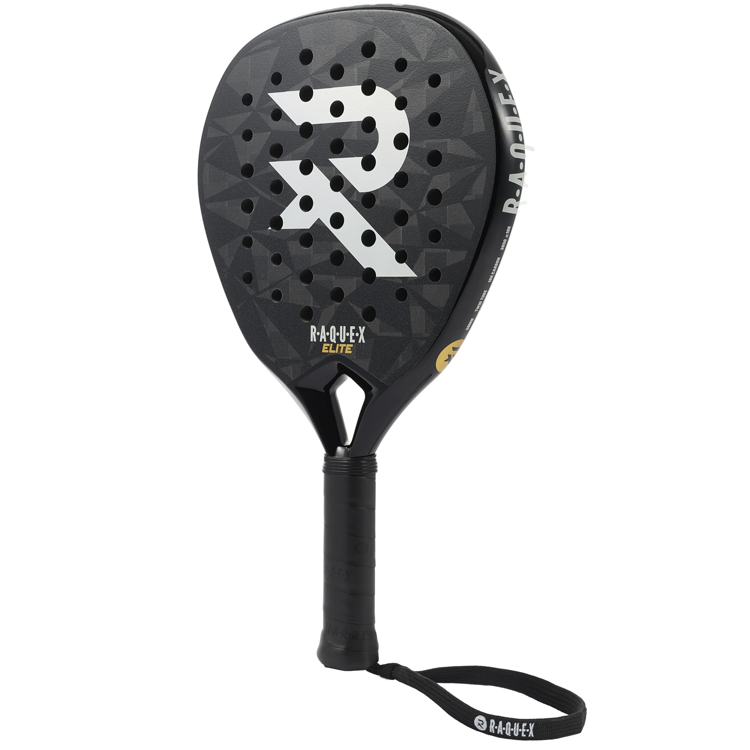 Racchetta da padel Raquex Elite - Racchetta avanzata - Telaio in carbonio 18K, nucleo reattivo in schiuma Eva 15 ImpactCore, forma a diamante, sistema twin tube per durabilità + cinturino da polso