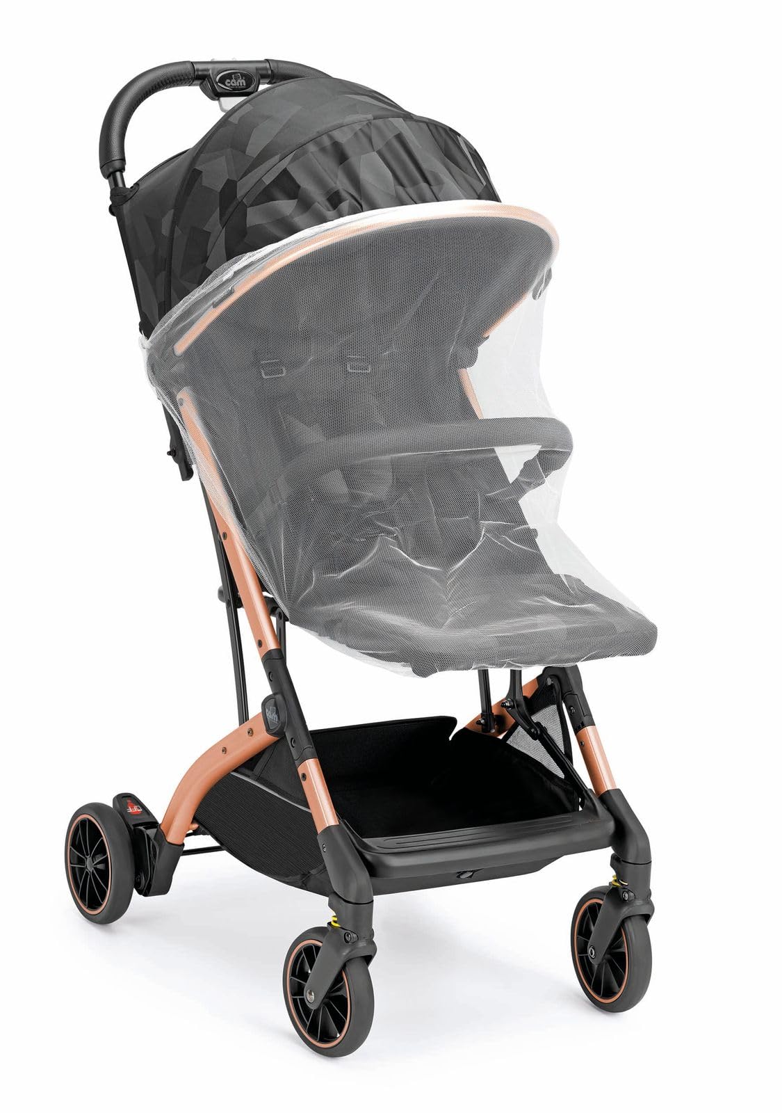 CAM Il Mondo del Bambino - art.832/T194 - Passeggino ultraleggero ed ultracompatto Compass 2.0 - ideale da 0 a 4 anni - chiuso si trasporta come un trolley - JACQUARD NERO