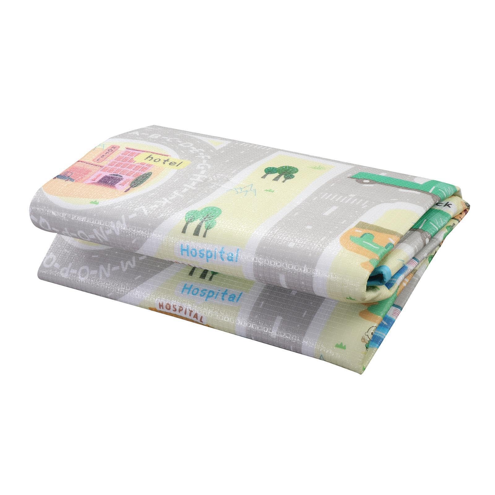 Tapis de Jeu Pliable pour Tout-Petits, Tapis d'éveil Pliable pour bébé, d'escalade, de Jeu sur Le thème de la Circulation Urbaine, Solutions