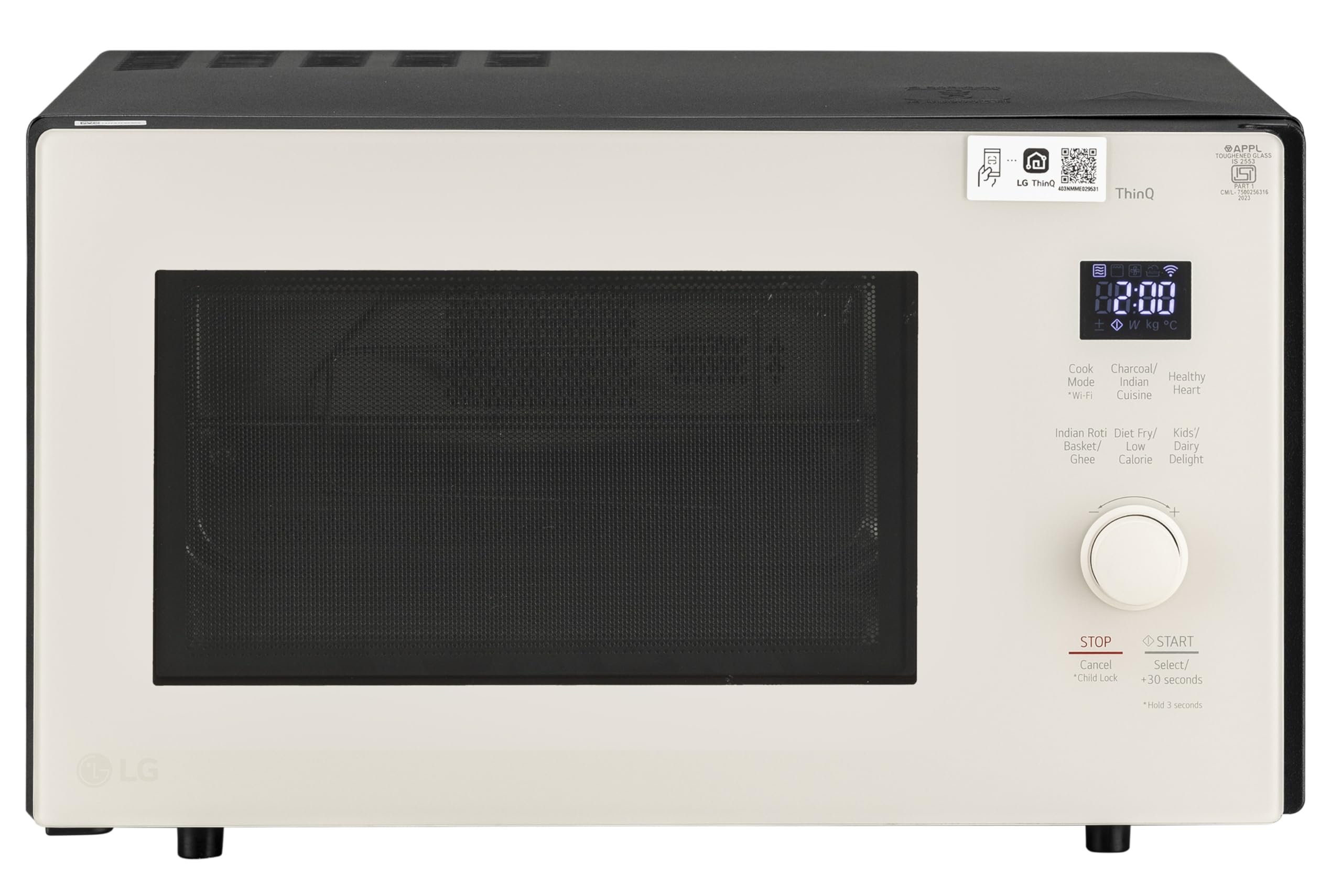 LG 28 L Scan-To-Cook Wi-Fi Enabled Charcoal Convection Microwave Oven (MJEN286UBW, Black, Beige Door, 301 Auto Cook Menu, Bar-be-queing at home, 30 Heart Healthy Recipes, Diet Fry & Multicook Tawa)