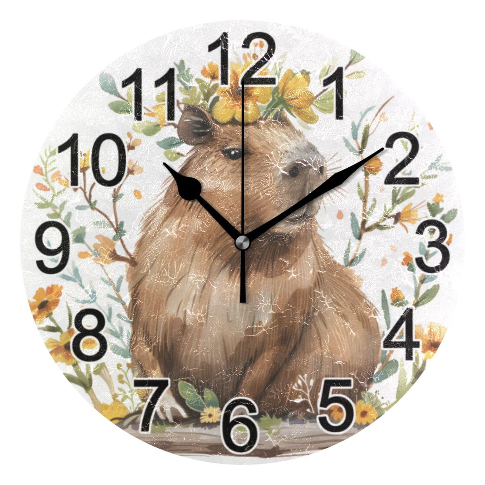 Horloge Capybara pour chambre de bébé et salon cocooning
