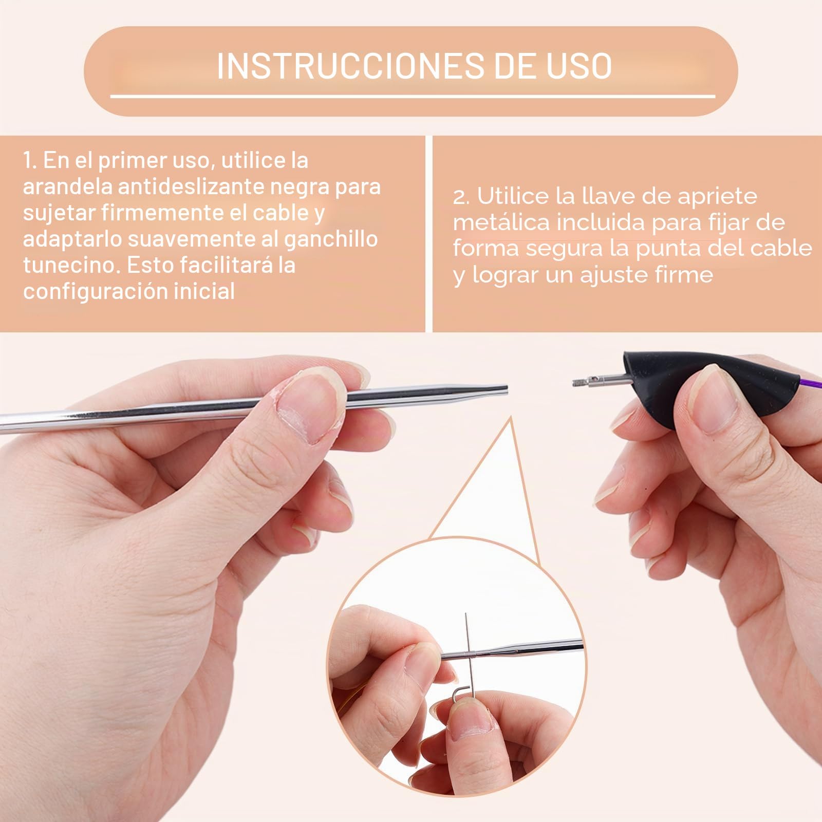 Gosknor Juego de Ganchillo Tunecinos con Cables, Aluminio Agujas de Tejer Intercambiables 3 mm a 10 mm Aguja Crochet Larga con Estuche para Proyectos Tejido Punto y Crochet