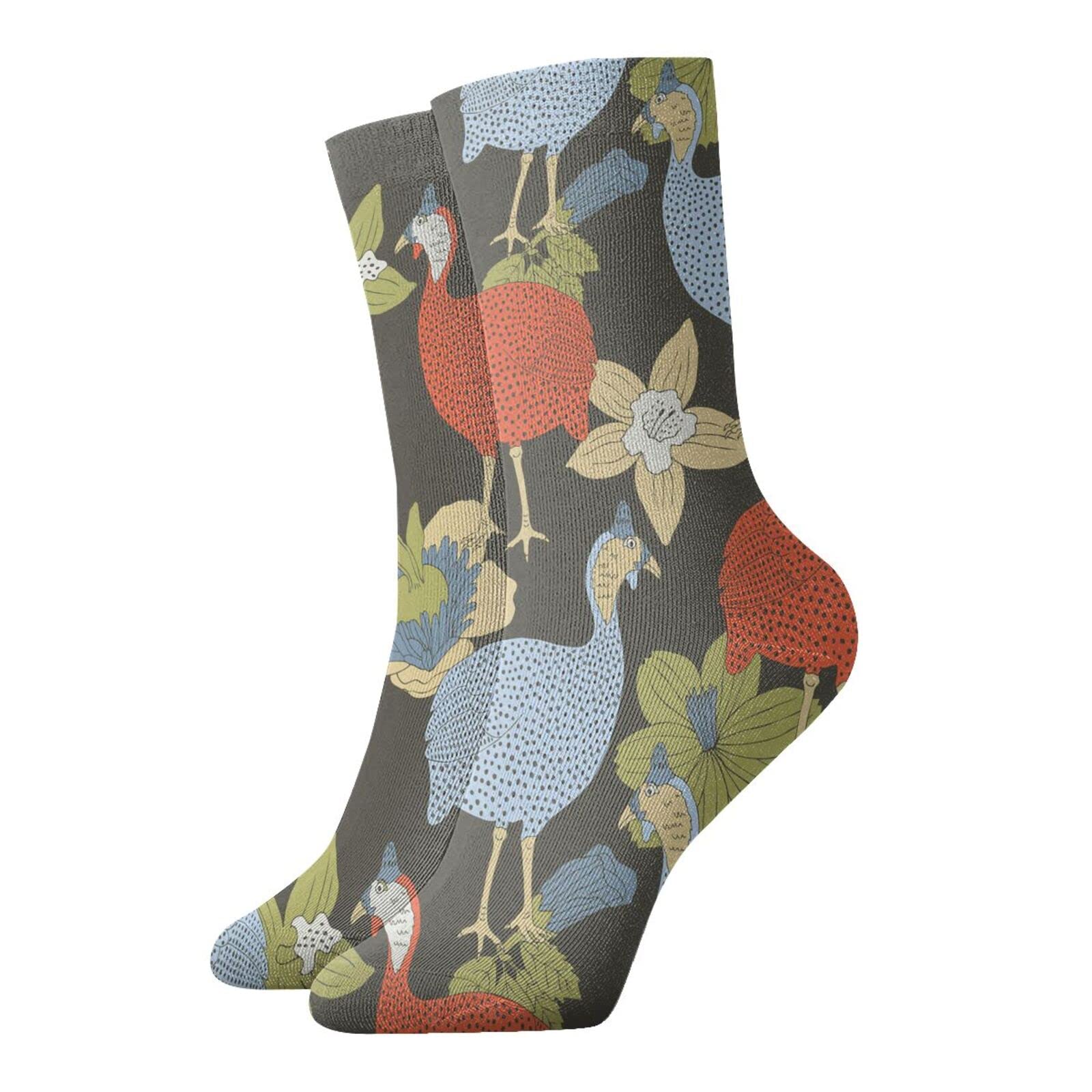 AOOEDM Guinea Fowl Fashion Compression Socks,Performance Polyester Cushioned Athletic Crew Socks, for Running,Athletic
