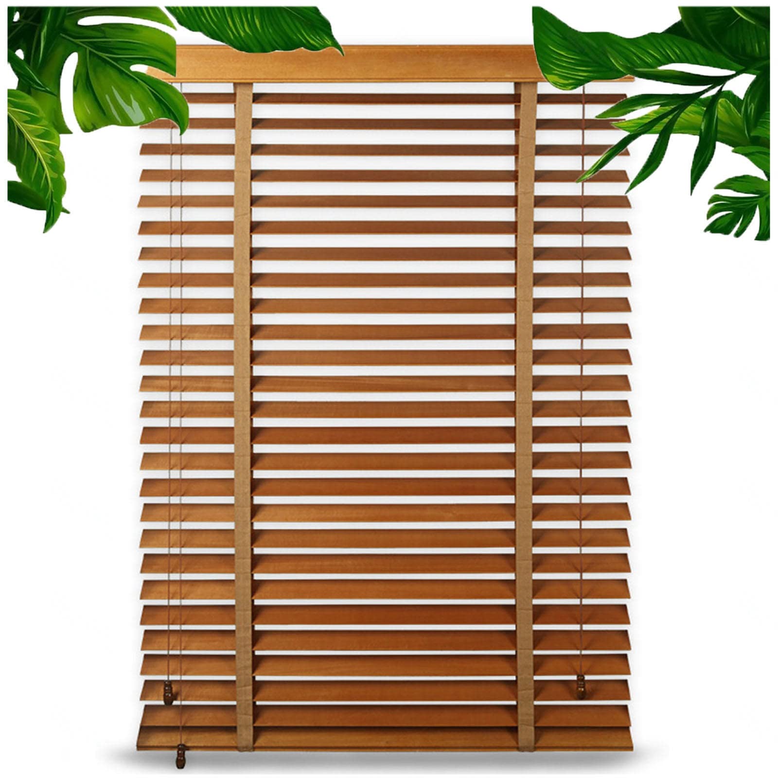 Sonakia Wxh Real Wood Venetian Blinds, Wooden Blinds For Windows, Brown Window Shades, Light Filtering Venetian Blinds, 40-150Cm/16-59In Wide,-110X175cm/43 * 69In