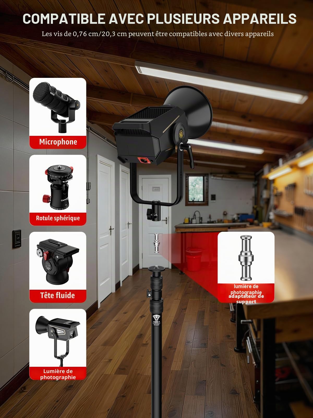 IFOOTAGE Cobra 2 RB-A400 Monopode Professionnel en Aluminium pour Appareil Photo,Monopode de Studio,Base Lestée et Hauteur Réglable,Support de Sol,Support D'éclairage,Diamètre de la Base : 40 cm
